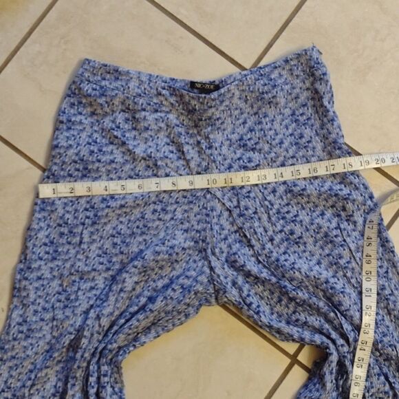 Nic+Zoe Palazzo Waterfall wide leg pants blue pattern - Picture 7 of 11